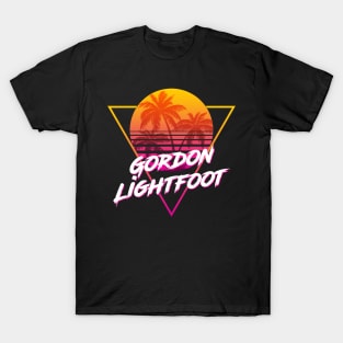 Gordon Lightfoot - Proud Name Retro 80s Sunset Aesthetic Design T-Shirt
